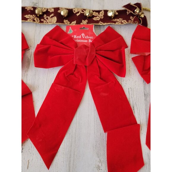 Hanging bow sleigh bell door bell knocker xmas set decor - Picture 3 of 7